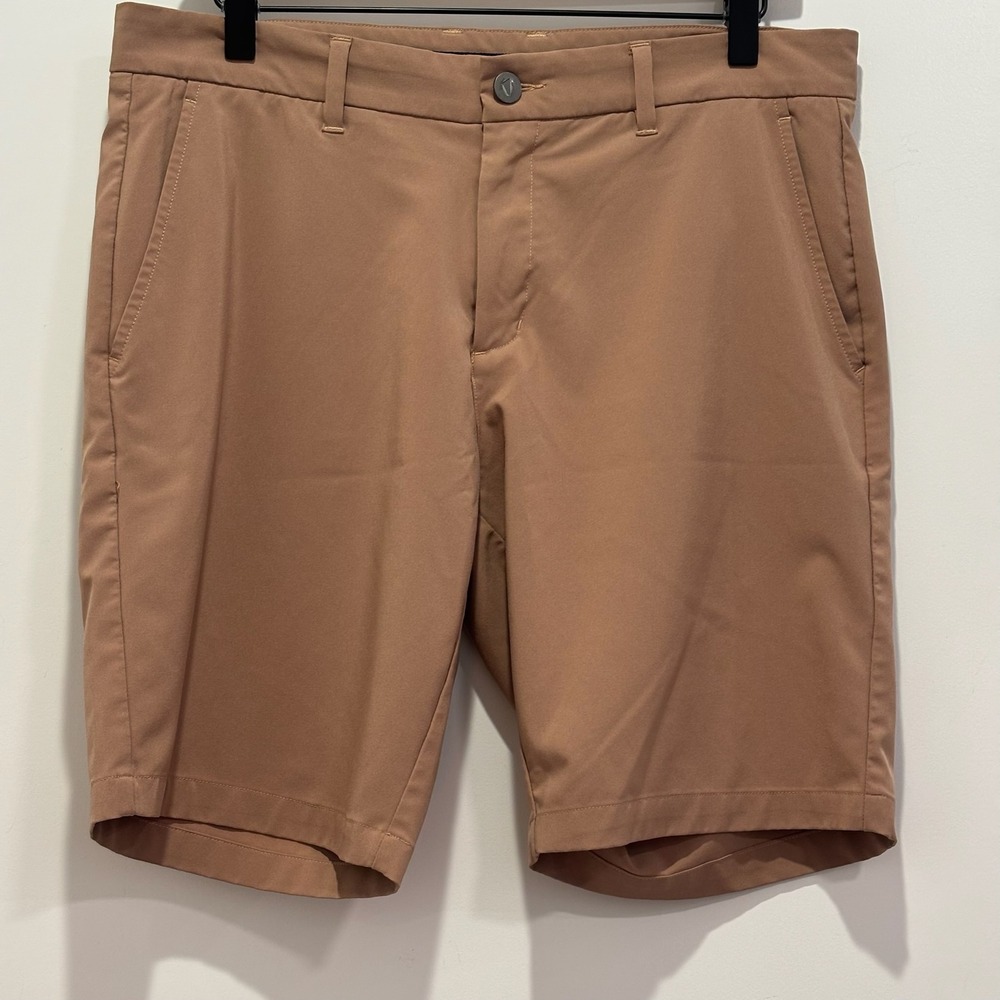 Primo Mens Khaki Golf Performance Stretch Flat Front 9" Chino Shorts Size 33